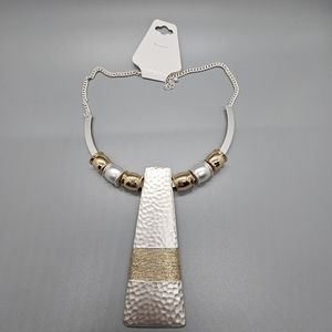 Fashion Jewerly Silver Gold Hammered Metal Choker Necklace